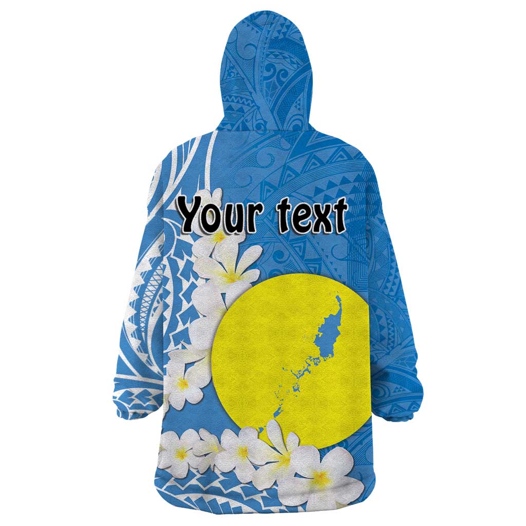 Personalized Palau 1994 Belau Rekid Wearable Blanket Hoodie Polynesian Plumeria Style