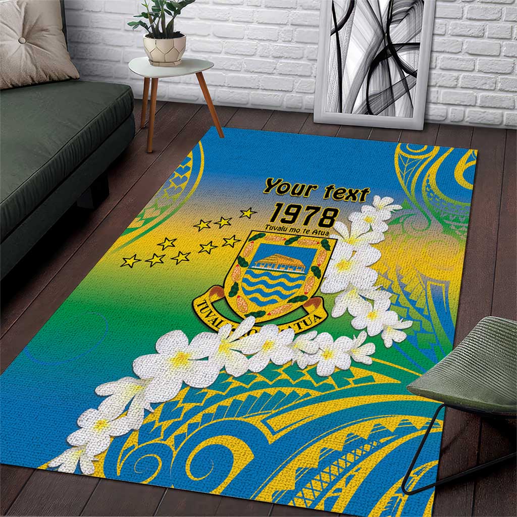 Personalised Tuvalu 1978 Independence Day Area Rug Polynesian Plumeria Style LT9 Gradient - Polynesian Pride