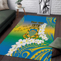 Personalised Tuvalu 1978 Independence Day Area Rug Polynesian Plumeria Style LT9 Gradient - Polynesian Pride