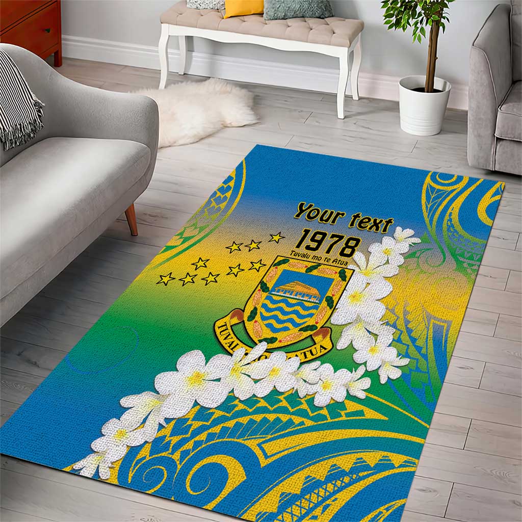 Personalised Tuvalu 1978 Independence Day Area Rug Polynesian Plumeria Style LT9 - Polynesian Pride