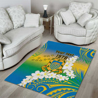 Personalised Tuvalu 1978 Independence Day Area Rug Polynesian Plumeria Style LT9 - Polynesian Pride
