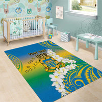 Personalised Tuvalu 1978 Independence Day Area Rug Polynesian Plumeria Style LT9 - Polynesian Pride