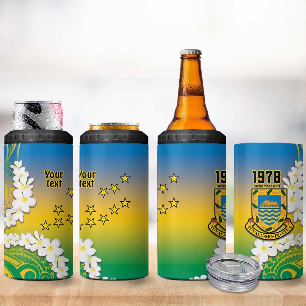 Personalised Tuvalu 1978 Independence Day 4 in 1 Can Cooler Tumbler Polynesian Plumeria Style LT9 - Polynesian Pride