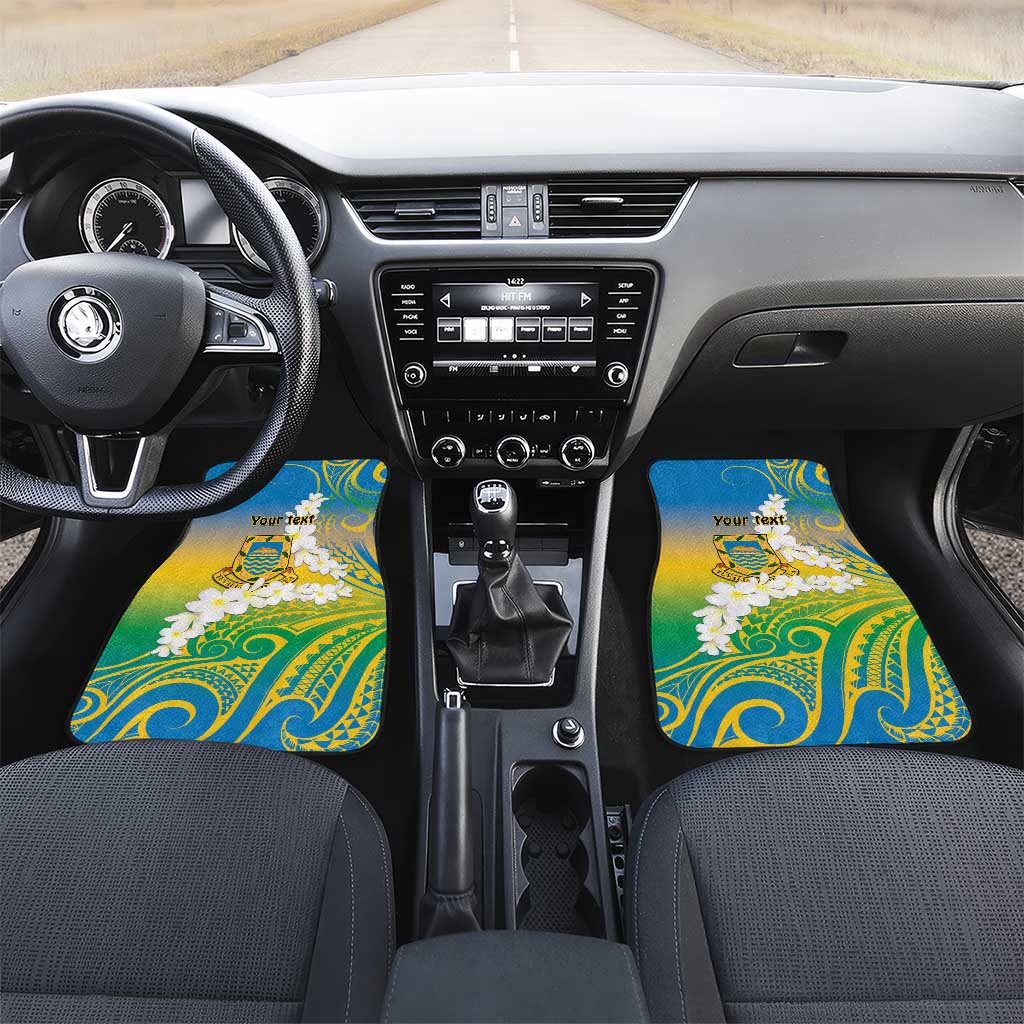 Personalised Tuvalu 1978 Independence Day Car Mats Polynesian Plumeria Style
