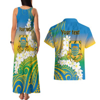 Personalised Tuvalu 1978 Independence Day Couples Matching Tank Maxi Dress and Hawaiian Shirt Polynesian Plumeria Style