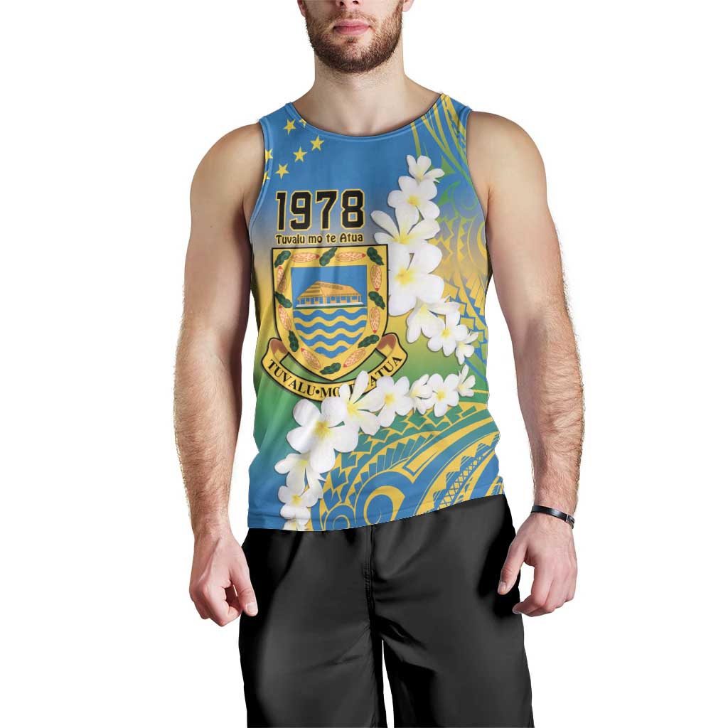 Personalised Tuvalu 1978 Independence Day Men Tank Top Polynesian Plumeria Style