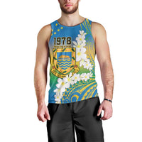 Personalised Tuvalu 1978 Independence Day Men Tank Top Polynesian Plumeria Style