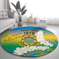 Personalised Tuvalu 1978 Independence Day Round Carpet Polynesian Plumeria Style