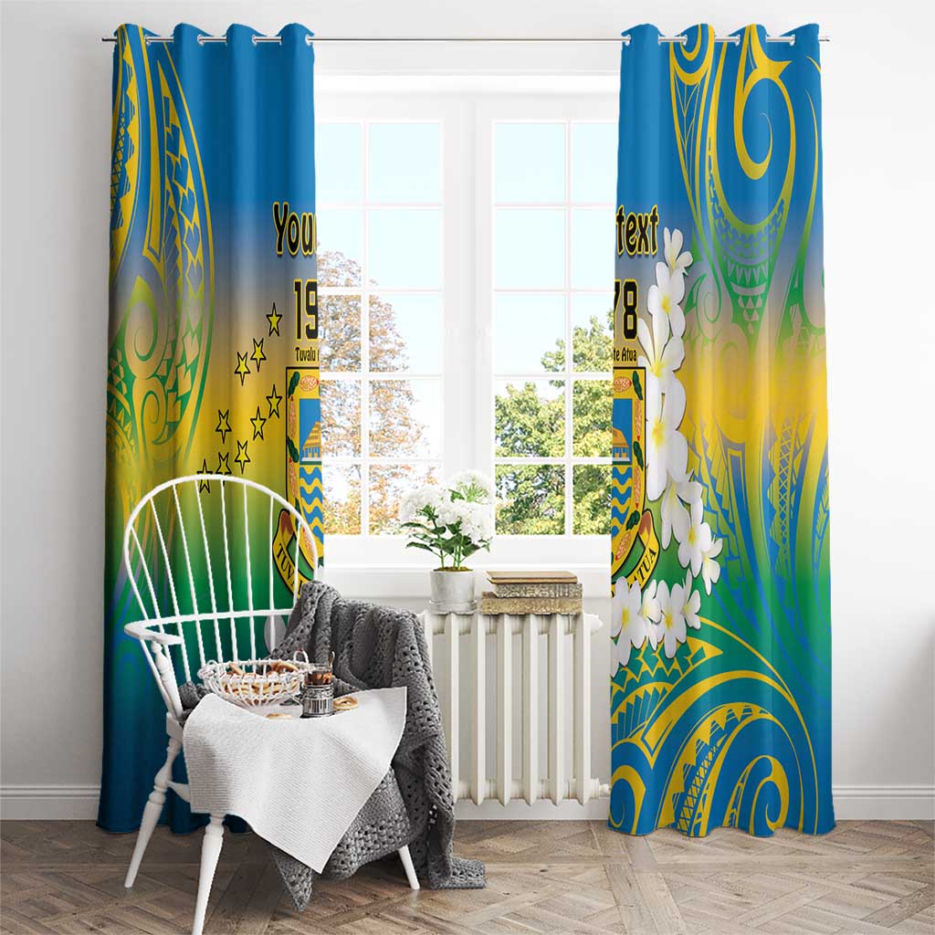 Personalised Tuvalu 1978 Independence Day Window Curtain Polynesian Plumeria Style