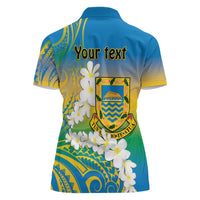 Personalised Tuvalu 1978 Independence Day Women Polo Shirt Polynesian Plumeria Style