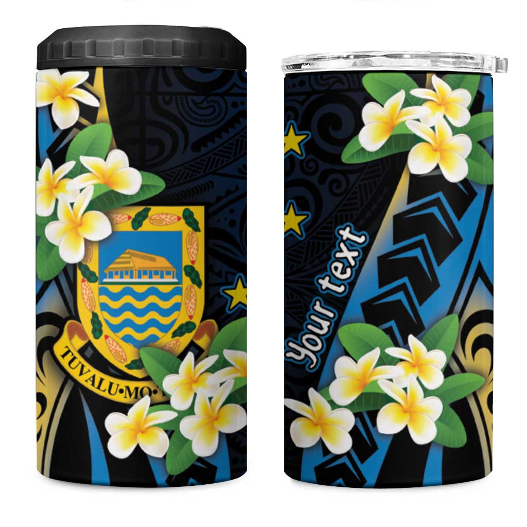 Personalised Tuvalu Beautiful Plumeria Flower 4 in 1 Can Cooler Tumbler LT9 One Size: 16 oz Black - Polynesian Pride