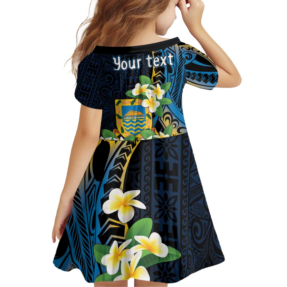 Personalised Tuvalu Beautiful Plumeria Flower Family Matching Off Shoulder Short Dress and Hawaiian Shirt LT9 - Polynesian Pride