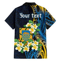 Personalised Tuvalu Beautiful Plumeria Flower Family Matching Off Shoulder Short Dress and Hawaiian Shirt LT9 - Polynesian Pride