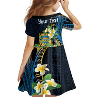 Personalised Tuvalu Beautiful Plumeria Flower Family Matching Short Sleeve Bodycon Dress and Hawaiian Shirt LT9 - Polynesian Pride