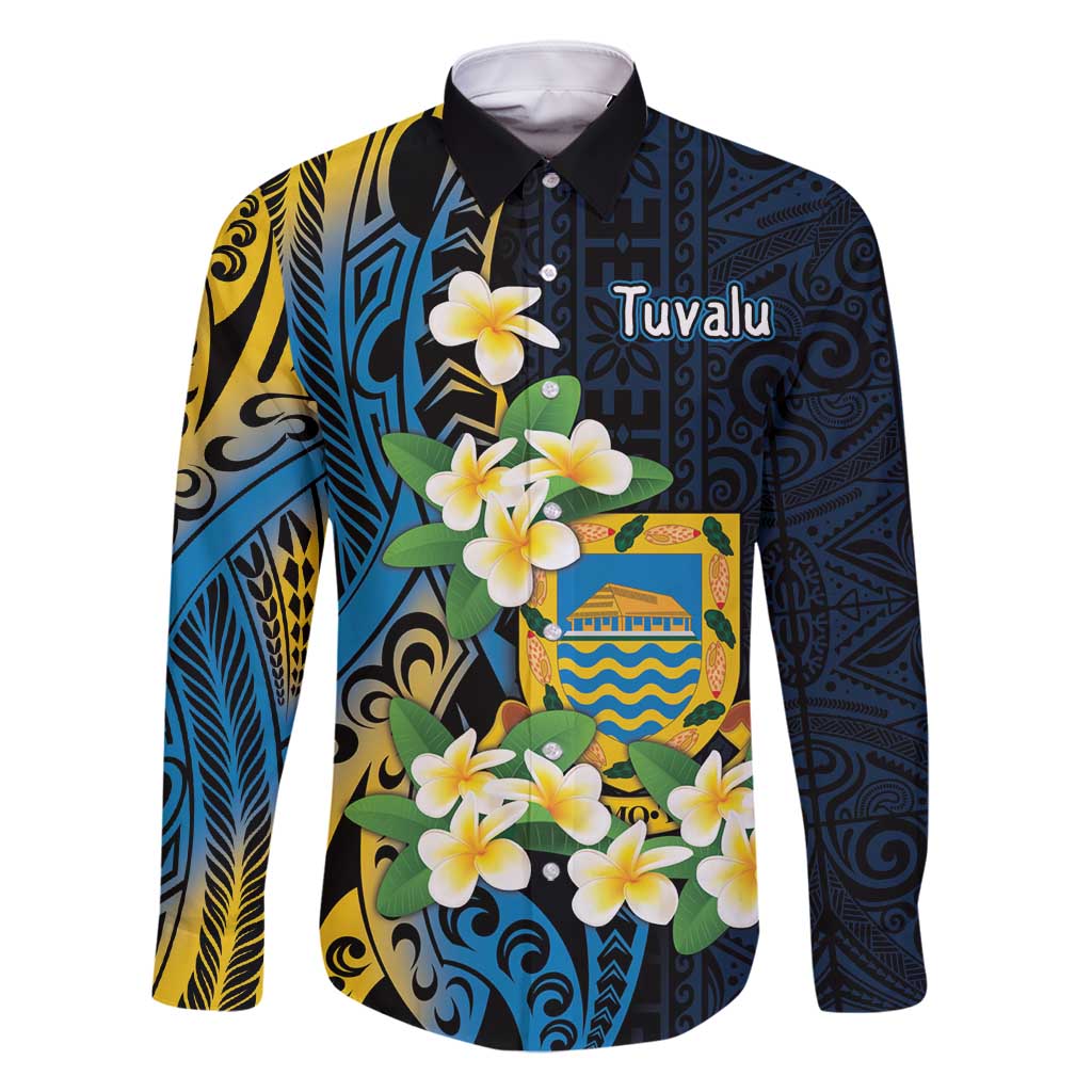 Personalised Tuvalu Beautiful Plumeria Flower Family Matching Tank Maxi Dress and Hawaiian Shirt