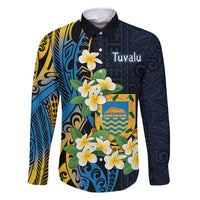 Personalised Tuvalu Beautiful Plumeria Flower Family Matching Tank Maxi Dress and Hawaiian Shirt