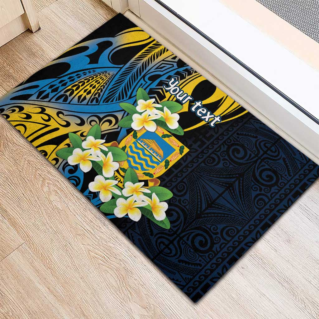 Personalised Tuvalu Beautiful Plumeria Flower Rubber Doormat