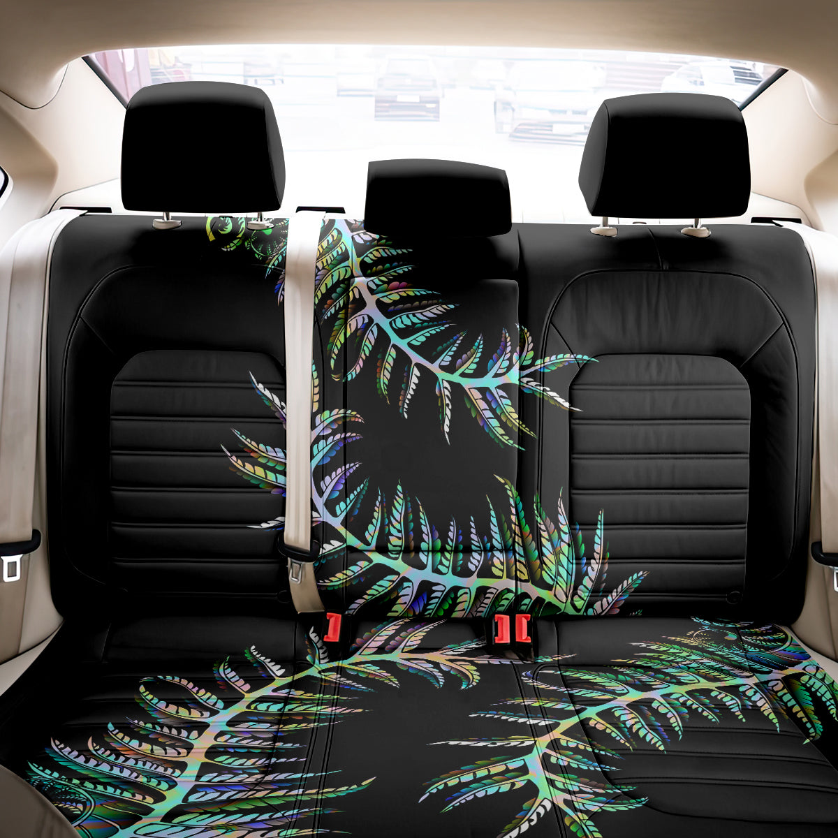 New Zealand Back Car Seat Cover Aotearoa Silver Fern Mixed Papua Shell Green Vibe