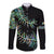 New Zealand Long Sleeve Button Shirt Aotearoa Silver Fern Mixed Papua Shell Green Vibe LT9 Unisex Green - Polynesian Pride