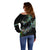 New Zealand Off Shoulder Sweater Aotearoa Silver Fern Mixed Papua Shell Green Vibe LT9 - Polynesian Pride