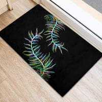 New Zealand Rubber Doormat Aotearoa Silver Fern Mixed Papua Shell Green Vibe LT9 - Polynesian Pride