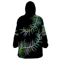 New Zealand Wearable Blanket Hoodie Aotearoa Silver Fern Mixed Papua Shell Green Vibe LT9 - Polynesian Pride
