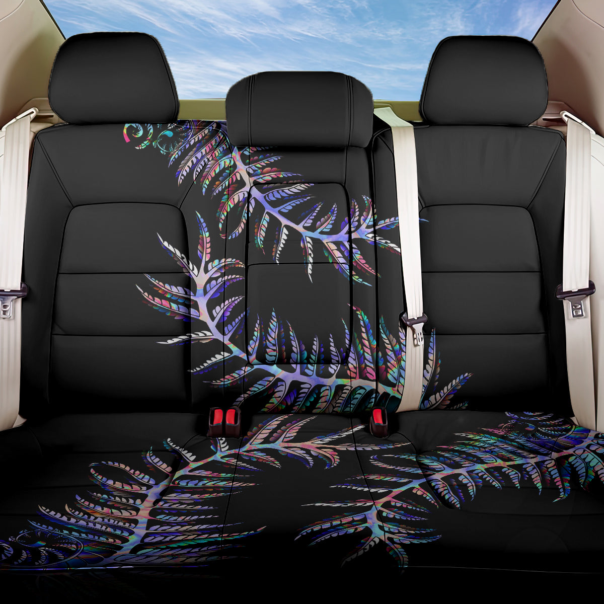 New Zealand Back Car Seat Cover Aotearoa Silver Fern Mixed Papua Shell Purple Vibe