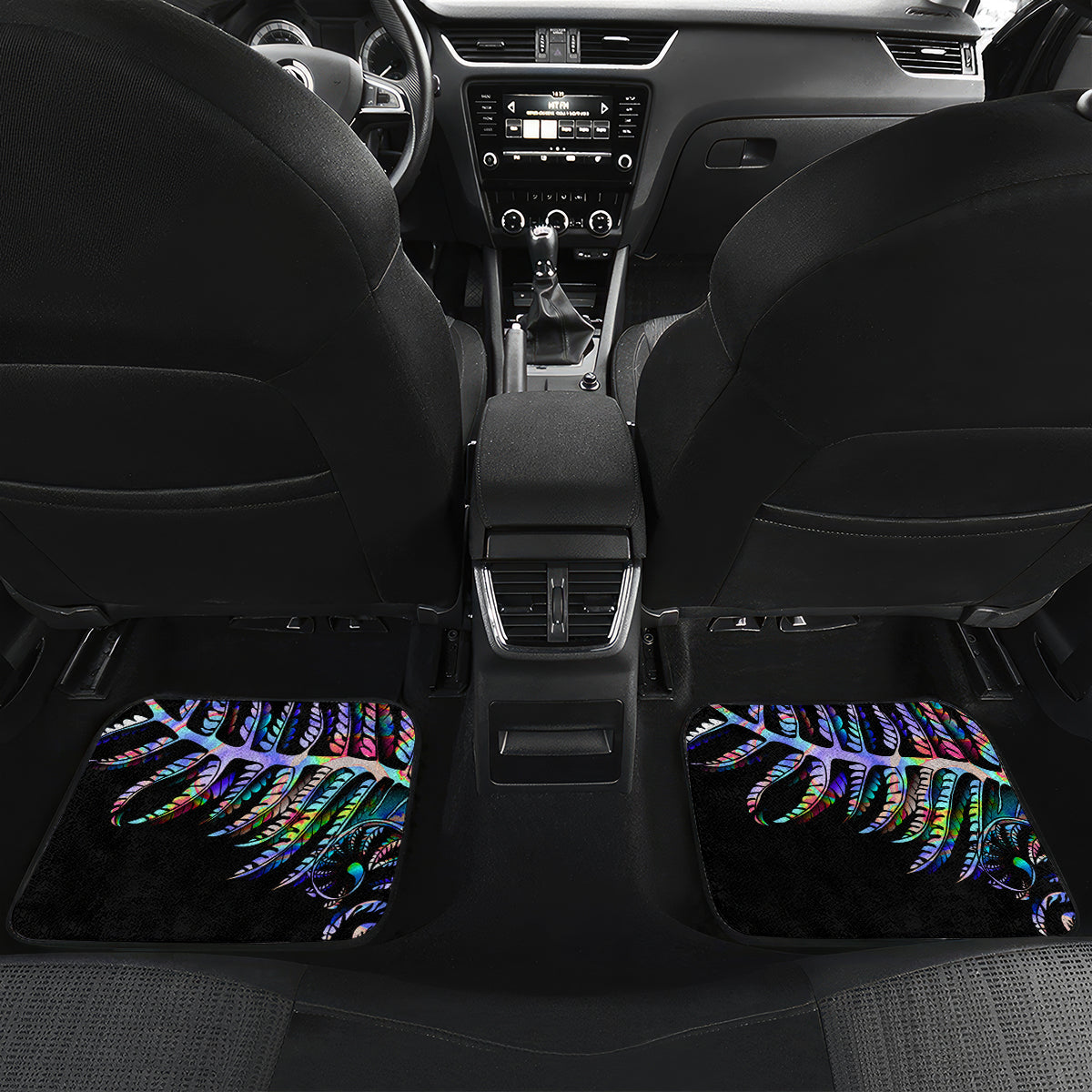 New Zealand Car Mats Aotearoa Silver Fern Mixed Papua Shell Purple Vibe LT9 - Polynesian Pride
