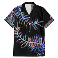 New Zealand Family Matching Mermaid Dress and Hawaiian Shirt Aotearoa Silver Fern Mixed Papua Shell Purple Vibe LT9 Dad's Shirt - Short Sleeve Purple - Polynesian Pride