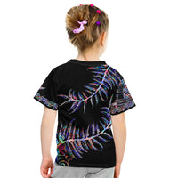 New Zealand Kid T Shirt Aotearoa Silver Fern Mixed Papua Shell Purple Vibe LT9 - Polynesian Pride