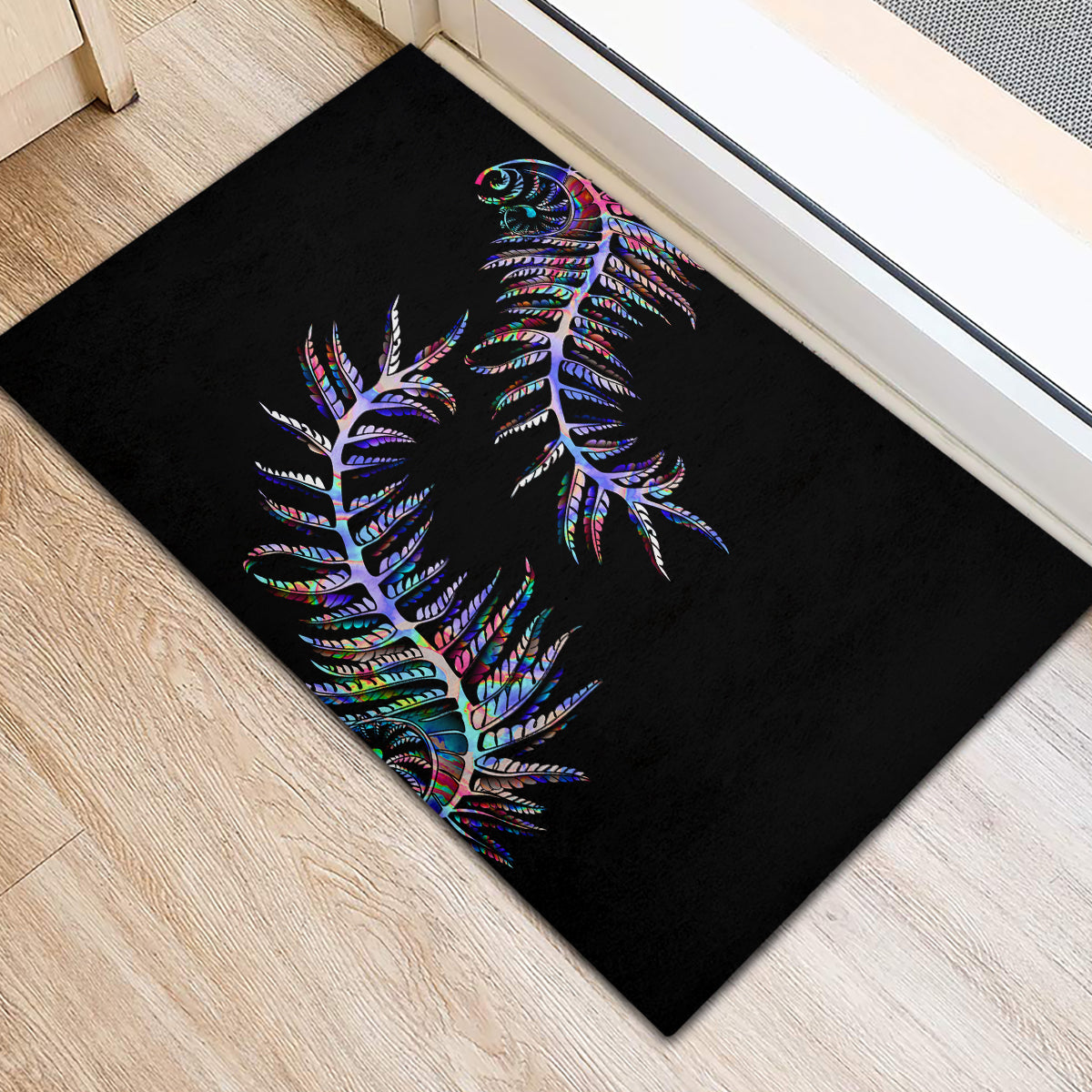 New Zealand Rubber Doormat Aotearoa Silver Fern Mixed Papua Shell Purple Vibe LT9 - Polynesian Pride