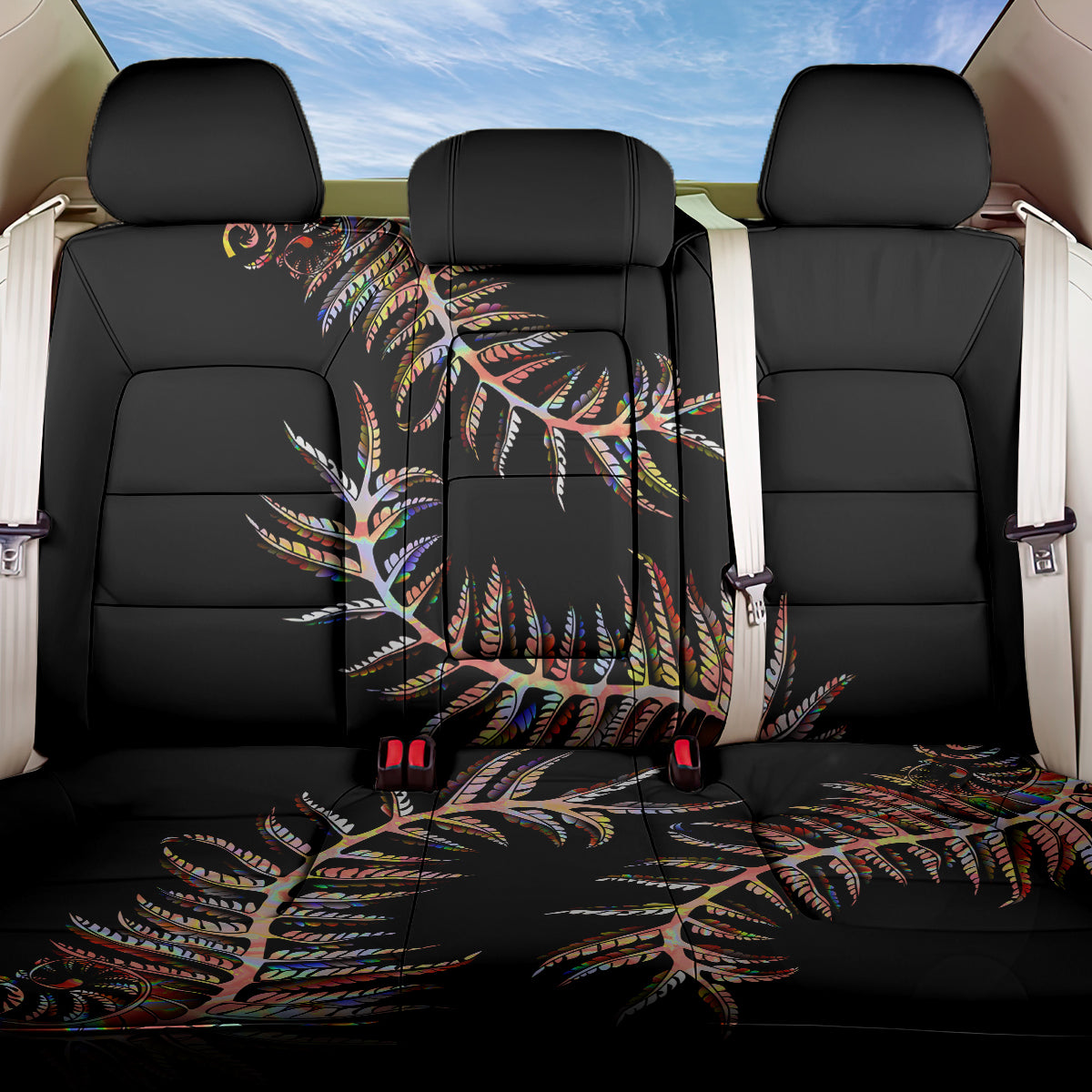 New Zealand Back Car Seat Cover Aotearoa Silver Fern Mixed Papua Shell Red Vibe