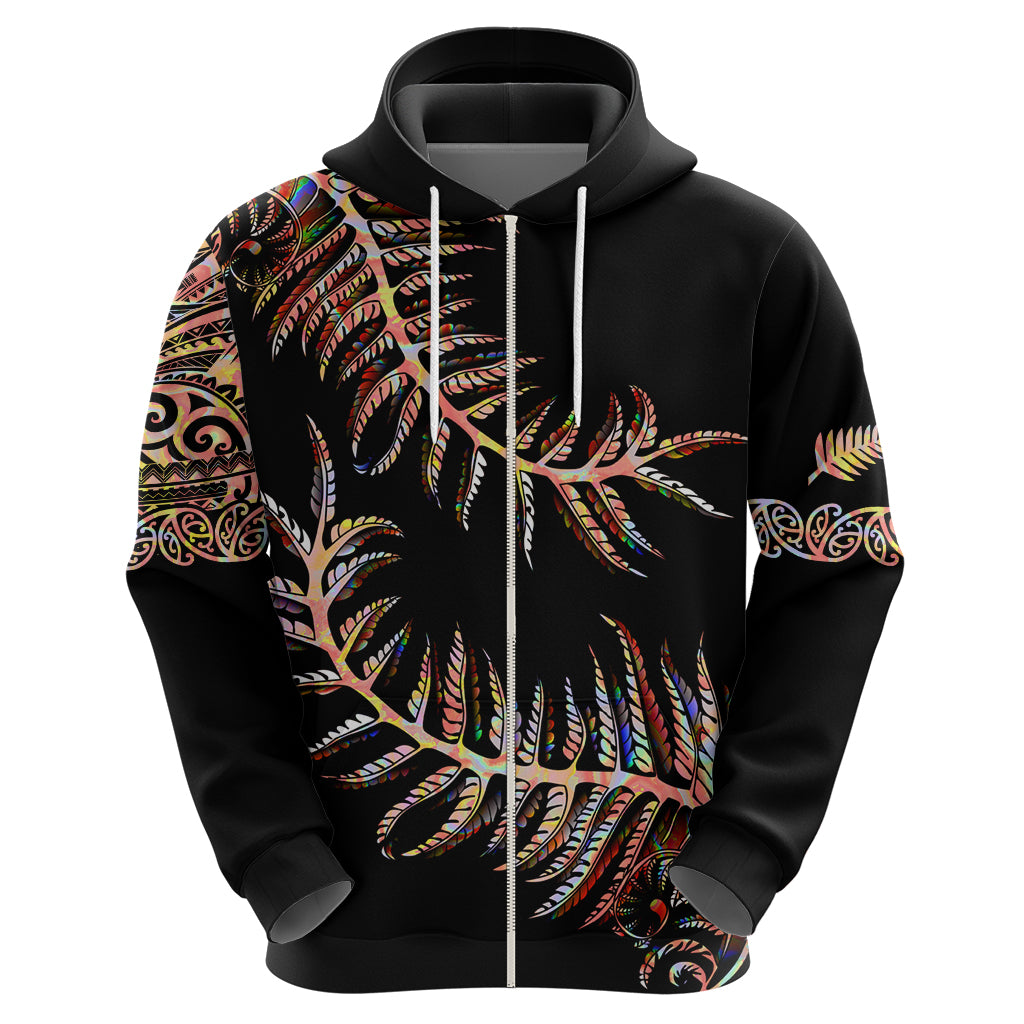 New Zealand Hoodie Aotearoa Silver Fern Mixed Papua Shell Red Vibe LT9 - Polynesian Pride
