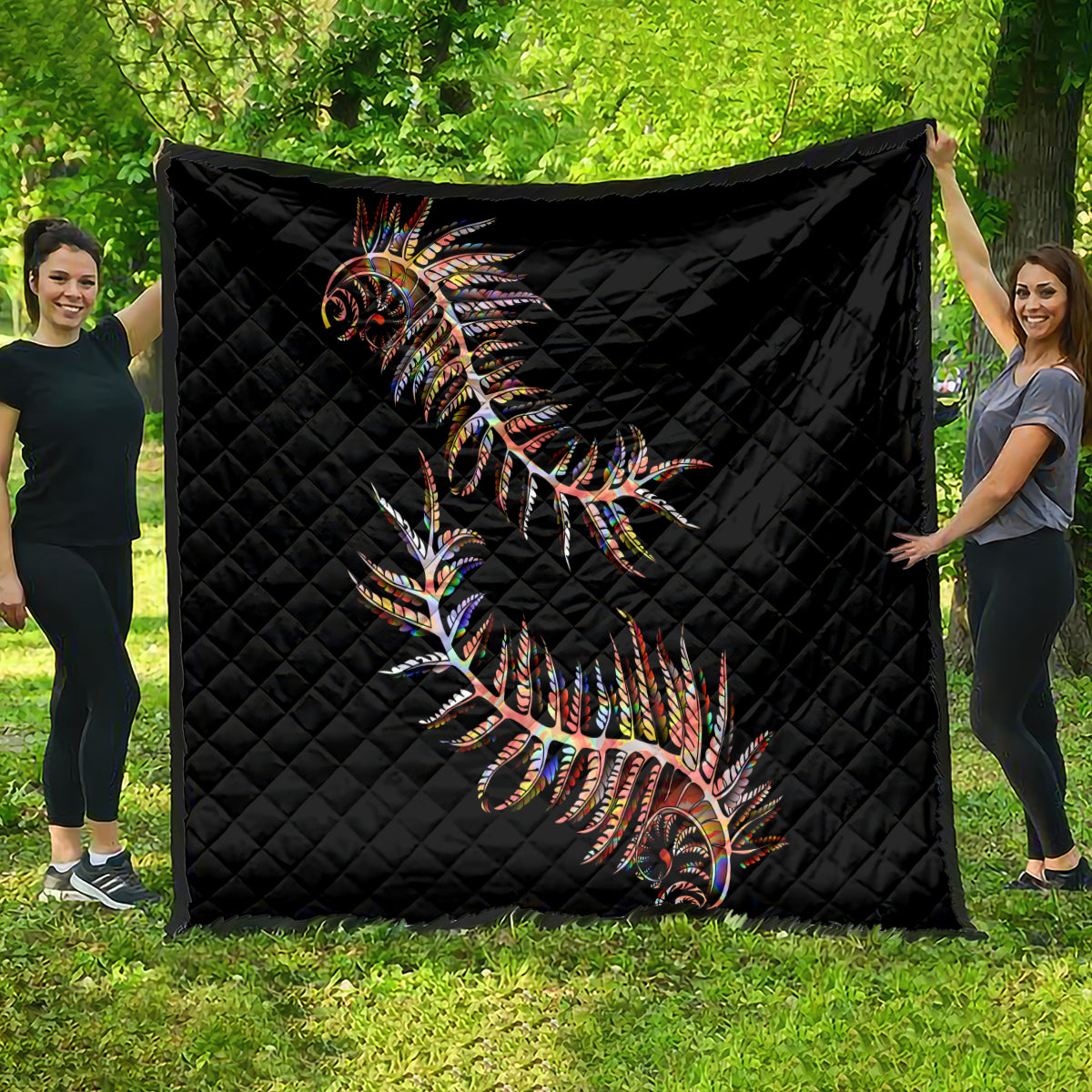 New Zealand Quilt Aotearoa Silver Fern Mixed Papua Shell Red Vibe LT9 - Polynesian Pride