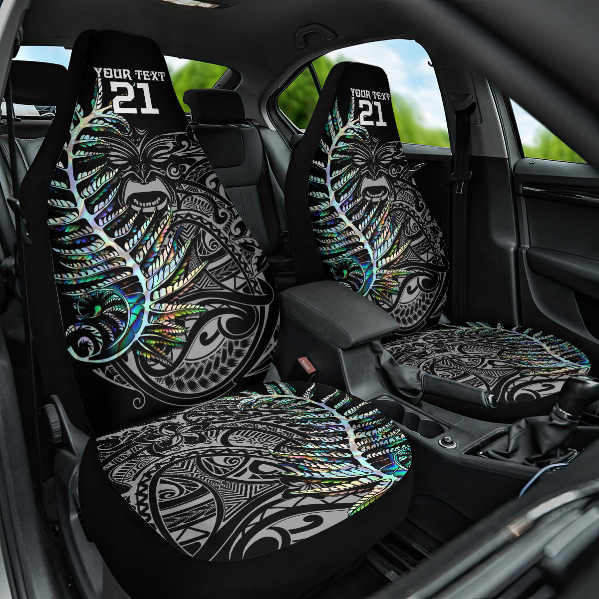 Custom New Zealand Rugby Car Seat Cover NZ Black Fern Champions History With Papua Shell LT9 One Size Black - Polynesian Pride