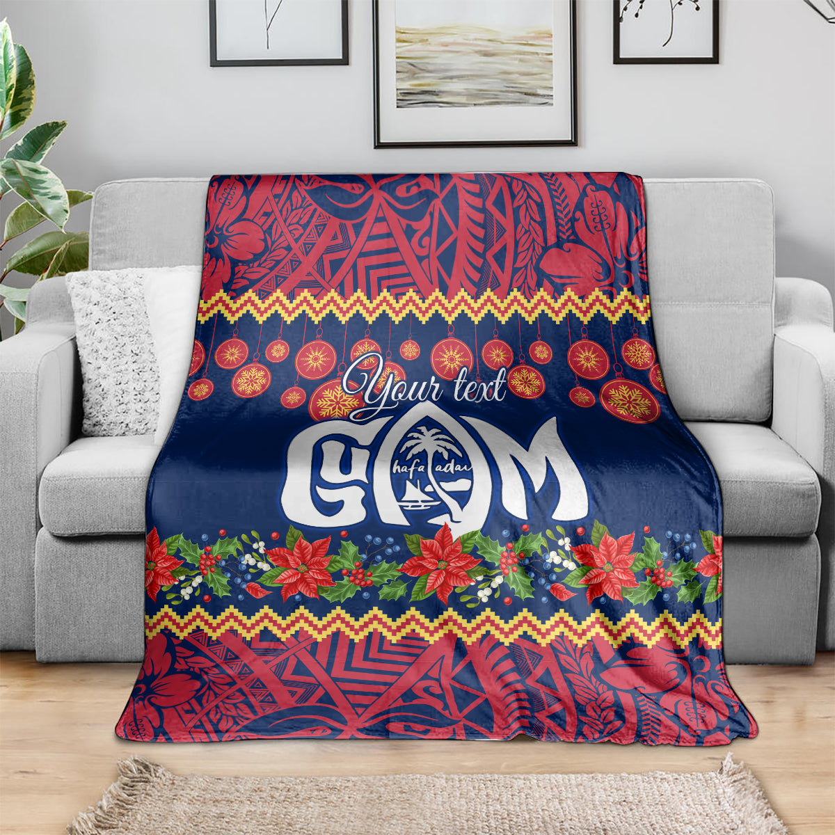 Personalised Guam Christmas Blanket Felis Pusgua Santa Beach Polynesian Pattern LT9 - Polynesian Pride