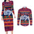 Personalised Guam Christmas Couples Matching Long Sleeve Bodycon Dress and Long Sleeve Button Shirt Felis Pusgua Santa Beach Polynesian Pattern LT9 Blue - Polynesian Pride