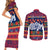 Personalised Guam Christmas Couples Matching Short Sleeve Bodycon Dress and Long Sleeve Button Shirt Felis Pusgua Santa Beach Polynesian Pattern LT9 - Polynesian Pride