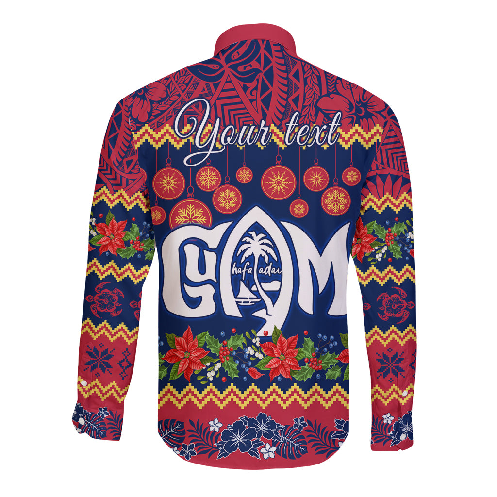 Personalised Guam Christmas Long Sleeve Button Shirt Felis Pusgua Santa Beach Polynesian Pattern LT9 - Polynesian Pride