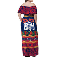 Personalised Guam Christmas Off Shoulder Maxi Dress Felis Pusgua Santa Beach Polynesian Pattern LT9 - Polynesian Pride