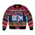 Personalised Guam Christmas Sleeve Zip Bomber Jacket Felis Pusgua Santa Beach Polynesian Pattern LT9 Unisex Blue - Polynesian Pride