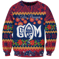 Personalised Guam Christmas Sweatshirt Felis Pusgua Santa Beach Polynesian Pattern LT9 Unisex Blue - Polynesian Pride