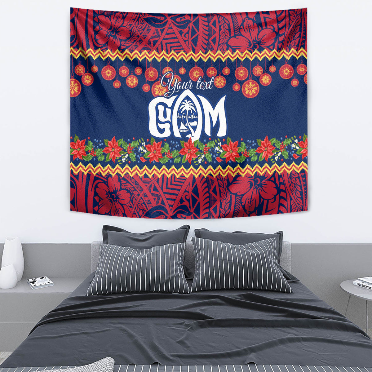 Personalised Guam Christmas Tapestry Felis Pusgua Santa Beach Polynesian Pattern LT9 - Polynesian Pride