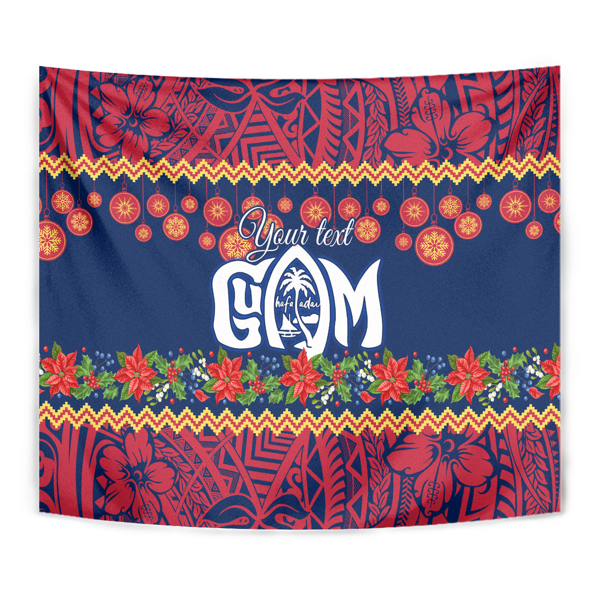Personalised Guam Christmas Tapestry Felis Pusgua Santa Beach Polynesian Pattern LT9 - Polynesian Pride