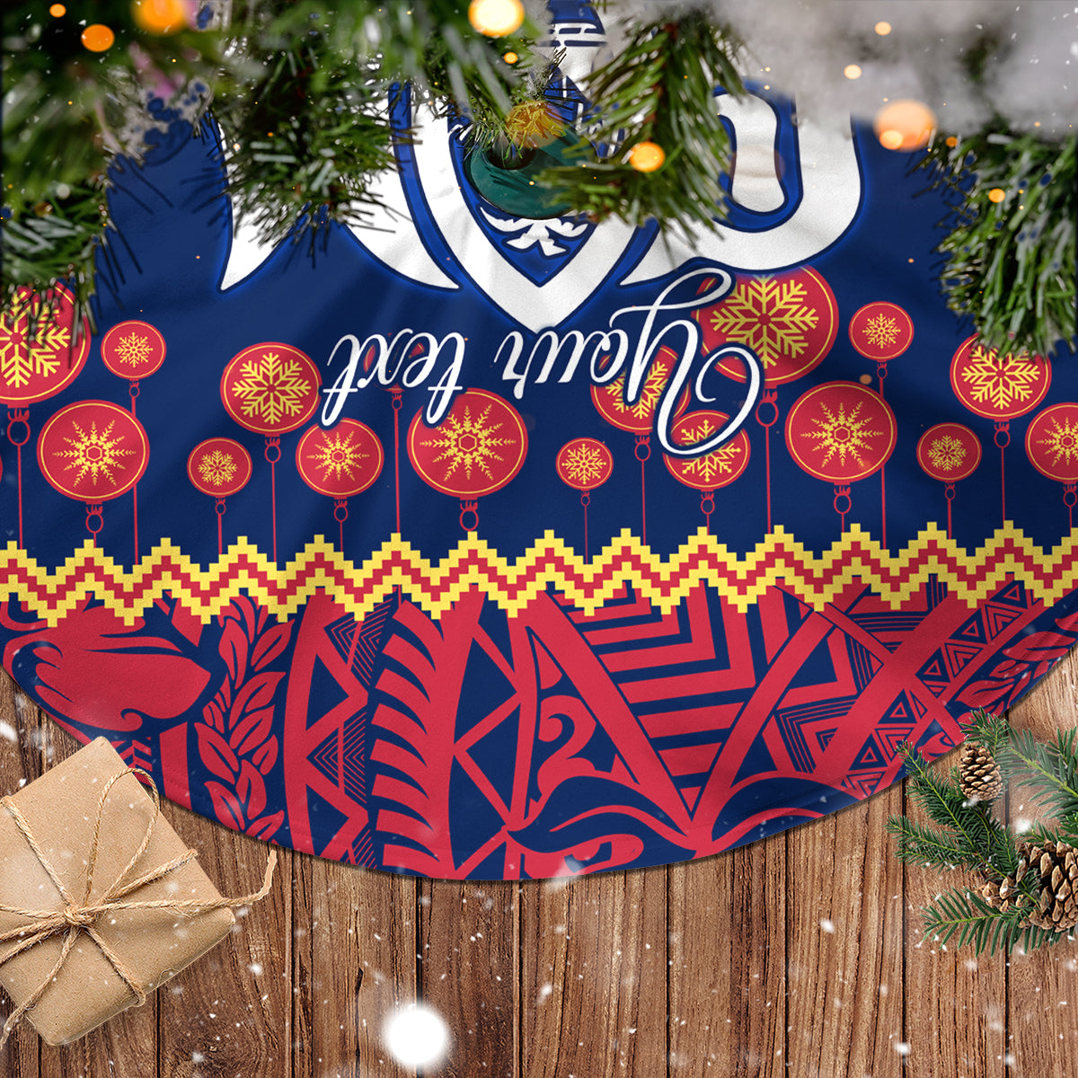 Personalised Guam Christmas Tree Skirt Felis Pusgua Santa Beach Polynesian Pattern LT9 - Polynesian Pride