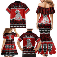 Personalised New Zealand Christmas Family Matching Mermaid Dress and Hawaiian Shirt Maori Tiki Meri Kirihimete LT9 - Polynesian Pride