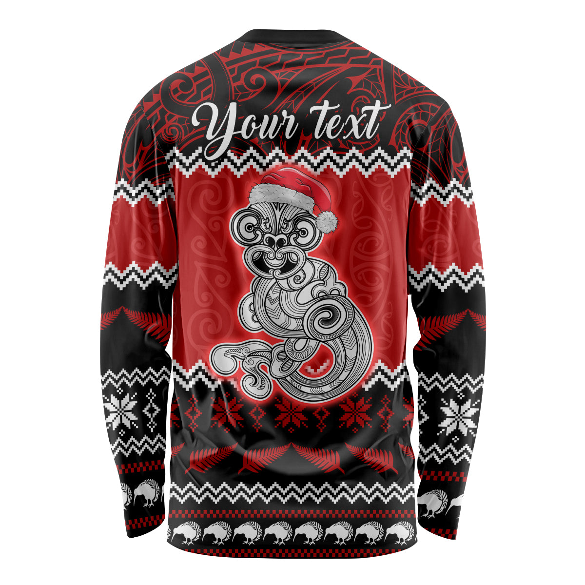 Personalised New Zealand Christmas Long Sleeve Shirt Maori Tiki Meri Kirihimete LT9 - Polynesian Pride