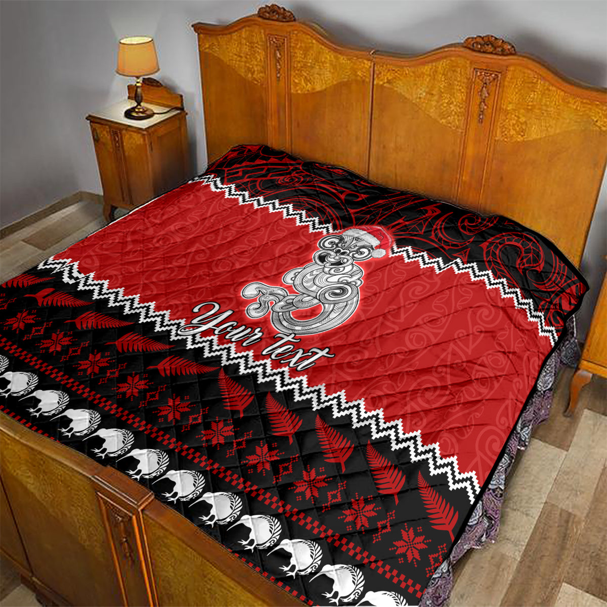 Personalised New Zealand Christmas Quilt Maori Tiki Meri Kirihimete LT9 - Polynesian Pride