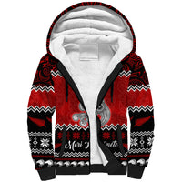 Personalised New Zealand Christmas Sherpa Hoodie Maori Tiki Meri Kirihimete LT9 Unisex Red - Polynesian Pride
