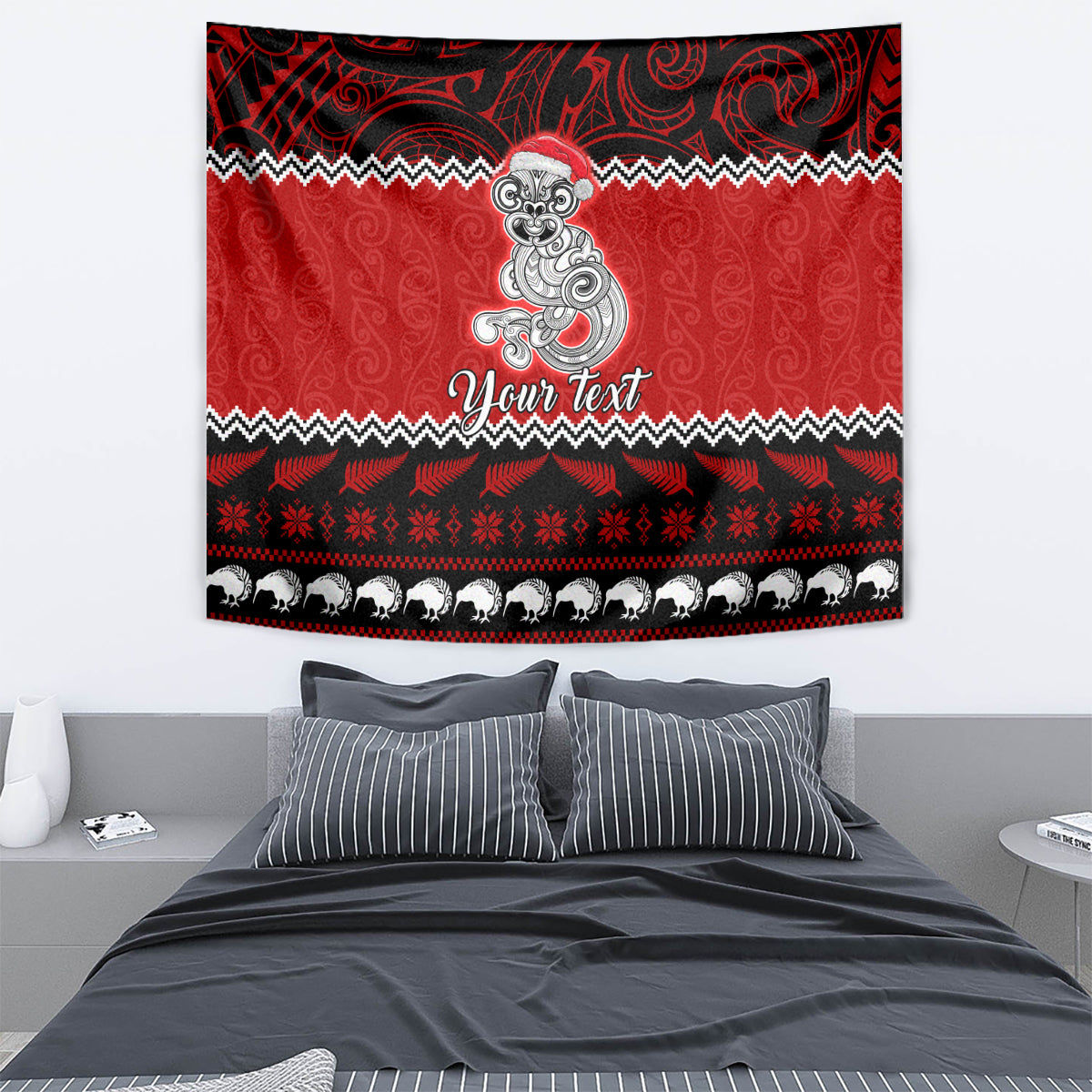 Personalised New Zealand Christmas Tapestry Maori Tiki Meri Kirihimete LT9 - Polynesian Pride